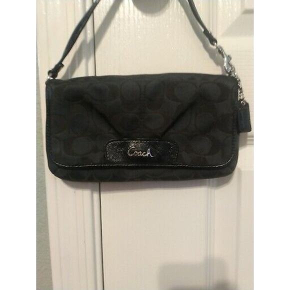 Coach Legacy Signature Wallet Wristlet Small Purse Adjustable Black - Picture 5 of 13